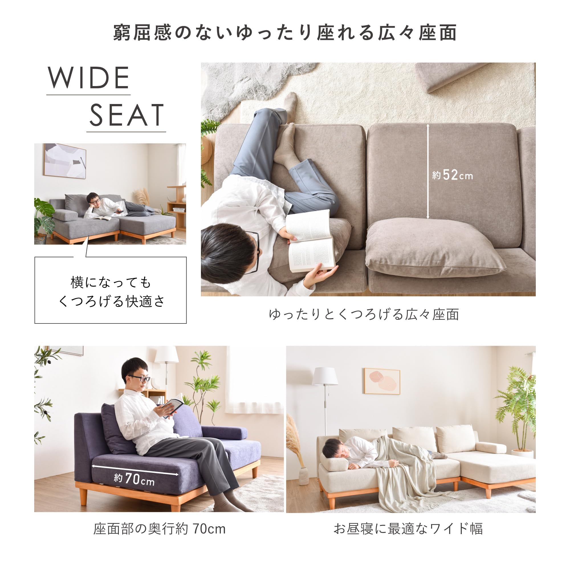Amazon.co.jp: VENTOTA カウチソファー 3人掛け おしゃれ オットマン